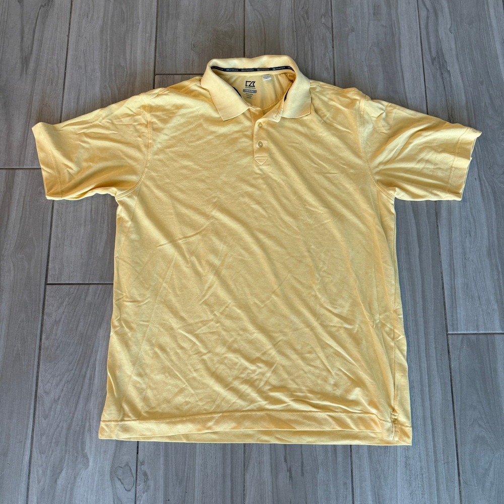Cutter & Buck Polo Shirt Mens 3XT Yellow CB DryTec Short Sleeve Golf Tee
